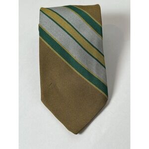 VTG Wembley Striped Repp Necktie Green White Yellow Classic Tie
